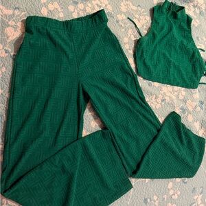 Fashion Nova Teal Wide Leg Pants & Top Set